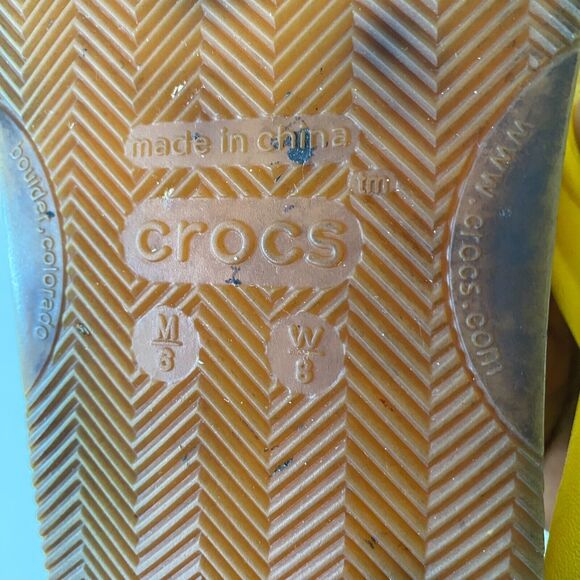 Crocs Retro Wedge Flip Flop Thong Sandal‎ Yellow/Blue W 8/M 6 Unisex - Picture 3 of 7